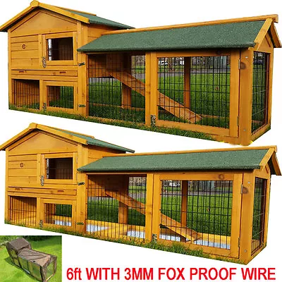 Rabbit Hutch Guinea Pig Hutches Run Large 2 Tier Double Decker Cage • £119.99