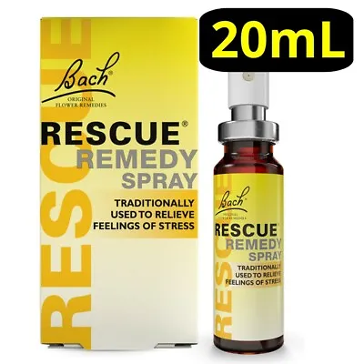 RESCUE REMEDY 20mL Oral Liquid Spray For Stress & Mild Anxiety Relief Bach Vegan • £13.54