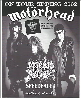 MOTORHEAD W/ MORBID ANGEL 2002 Double Sided PROMO FLYER AD POSTER 4 Hammered CD • $24.99