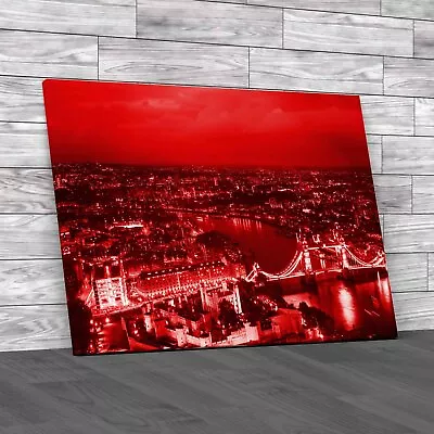 London At Sunset City Skyline Red Canvas Print Large Picture Wall Art • £14.95