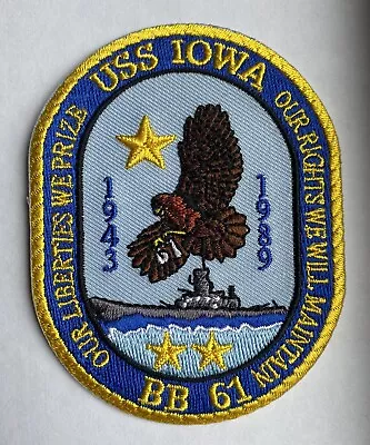 Uss Iowa Bb 61 Us.navy Patch Battleship Sailor Soldier Warship Los Angeles Usa • $6.99