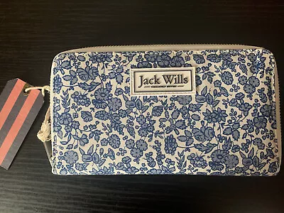 Jack Wills Alcheter Bi Fold Zip Card Wallet Purse Brand New Blu Floral BNWT* • £17.49