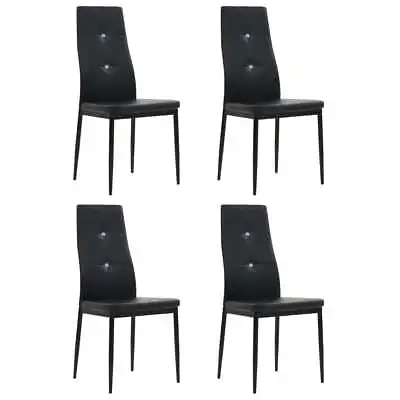 Dining Chairs 4 Pcs Black Faux Leather • $408.16