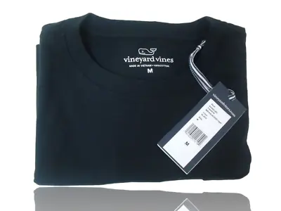 Vineyard Vines Men's Solid Black T-Shirt Blank SS Pocket Tee Cotton Medium New • $16.95