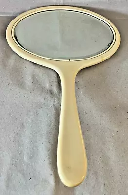 Vintage Celluloid  French Ivory  Wide Oval Hand Mirror • $30.08