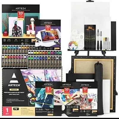 $159.99 • Buy Arteza Acrylic Paint Kit, Portable Art Set With Easel, Carrying Case, 10 Brus...