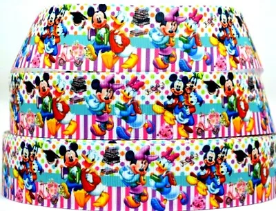 Grosgrain Ribbon 7/8  & 1.5  Back To School Mickey Mouse & Minnie Mouse Printed. • $0.99