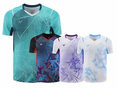 2024 New VICTOR Men's Badminton T-Shirts Tennis Tops Sport Quick Drying Clothes • £22.79