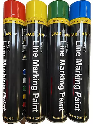 4 Cans Of SPARTAN Line Marking Spray Paint - Red Yellow Green And Blue • £20