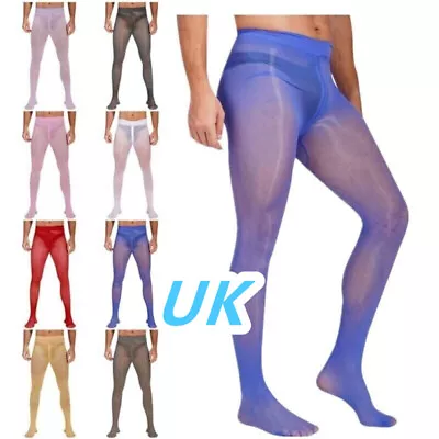 UK Men High Elastic Pantyhose Stockings Sheer Glossy Nylon Seamless Tights Pants • £7.59