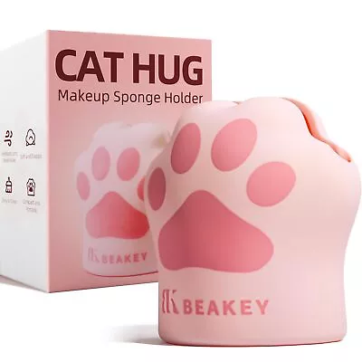 BEAKEY Cat Hug Makeup Sponge Holder Silicone Beauty Sponge Blender Case With • $6.99