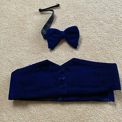 Vintage Blue Velvet Cummerbund And Bow Tie  • $15.16
