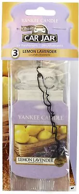 Yankee Candle Car Jar Scented Hanging Air Freshener Lemon Lavender Pack Of 3 • £6.99