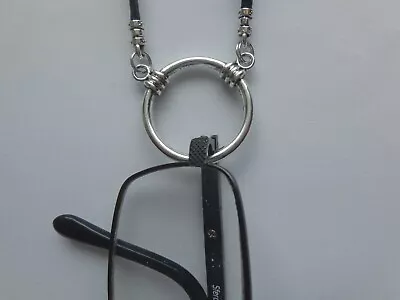 28 -36  Unisex Black Leather Suede La Necklace Eyeglass Holder With Loop Ring • $9.99