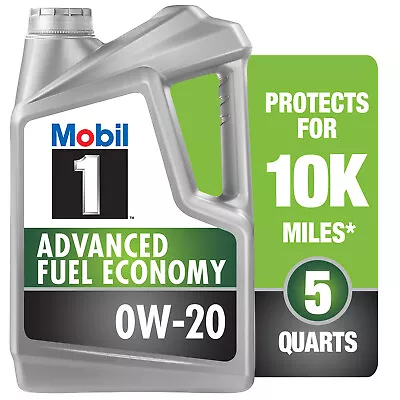 Mobil 1 Advanced Fuel Economy Full Synthetic Motor Oil 0W-20  5 Qt Protection • $24.97