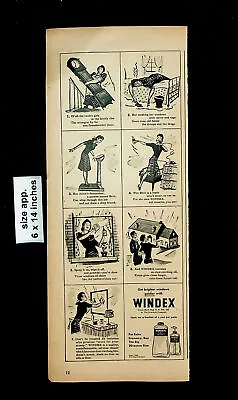 1946 Windex Brighter Windows Woman Cleaning Vintage Print Ad 26359 • $9.97