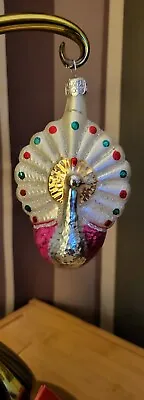  Peacock Vintage Glass Christmas Ornaments Made In Poland • $10