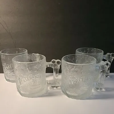 Set Of 4 McDonalds  FLINSTONES  RocDonalds Clear Glass Coffee Mugs 1993 VINTAGE • $14.90