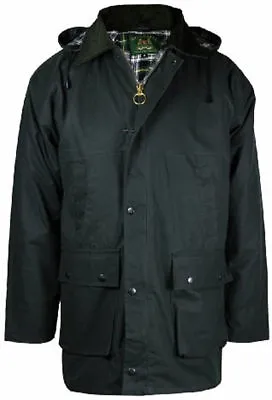 Mens Countryman Padded Cotton Wax Hooded Jacket Top Hunting Fishing Farming • £30.89