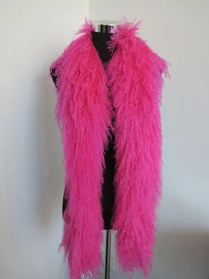 100% Real Mongolia Lamb Fur Scarf /fur Collar/ Fur Neck Wrap/ Women Pink Cape   • $42