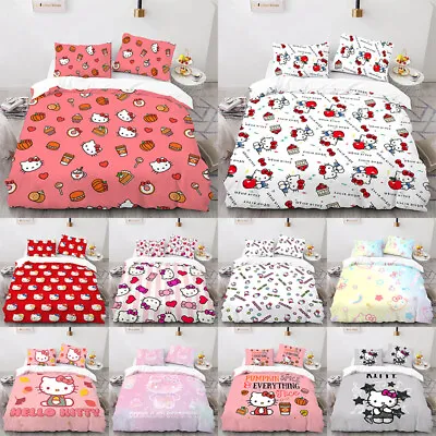Sanrio Hello Kitty Duvet Cover Pillowcase Bedding Set Bedroom Kitty Cat Pillow • $49.59
