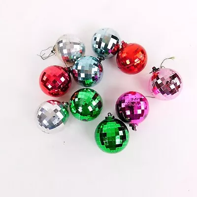 Vintage Lot 10 Disco Ball Ornaments 2.5  MCM Green Red Pink Blue White • $24.81