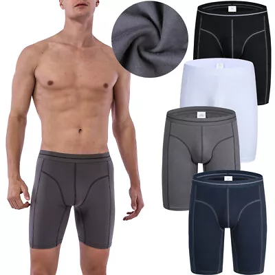 4Pcs/set Mens Spandex Underpants Underwear Long Leg Boxer Trunks Soft Brief UK • £17.94