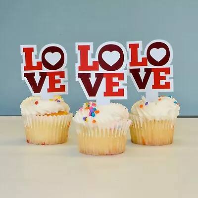 Valentines Cupcake Toppers Set Of 100 Love Stacked Plastic Cupcake Picks 2x4 In • $49.95