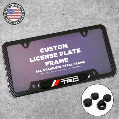 $24.99 • Buy For TRD Front Or Rear Carbon Fiber Texture License Plate Frame Cover Holder Gift
