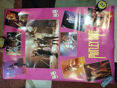Vintage Large 1986 Motley Crue Collage Pink Theather Of Pain Poster 23  X 33  • $50