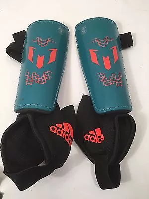 Adidas MESSI 10 YOUTH - MEDIUM - TEAL Soccer Shield Pads Attached Ankle Sock • $3.85