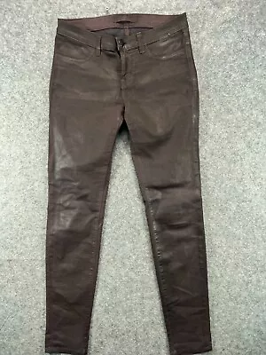 J BRAND 9011596 Tex C Pelt Pants Womens 28 Brown Gloss Super Skinny 30x30 Ladies • $25.99