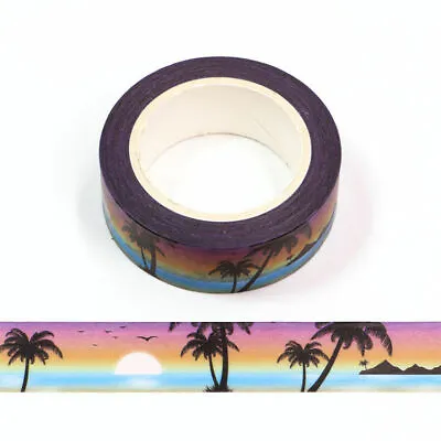 £3.30 • Buy Tropical Sunset Washi Tape Summer Decorative Paper Masking Bujo Scrapbooking