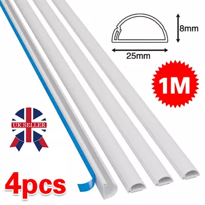 D-Line 2010W-400 White Micro Trunking Kit 4-Meter Self-Adhesive Wire Hider UK • £11.99