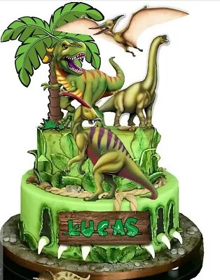 Dinosaur Card Cake TopperHappy Birthday Topper For Kids Birthday Party • £8.99