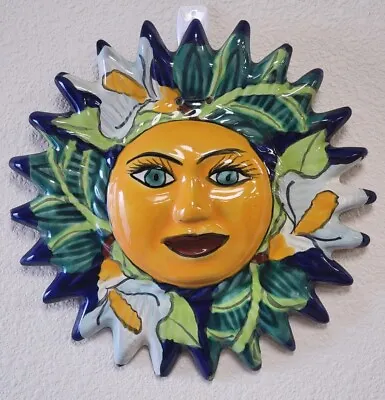 Mexican TALAVERA Folk Art SUN FACE 🌞 Wall Hanging 9  Terra Cotta Clay Pottery • $49.99