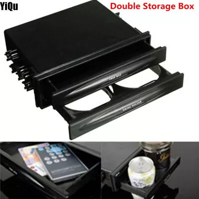 Double Din Dash Radio Installation Pocket Cup Holder Storage Box For Vehicle Car • $15.75