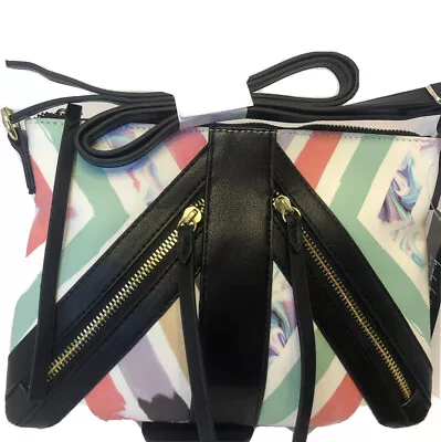 Nicole Miller Chevron Print  Purse Adjustable Shoulder Bag CrossBody NWT $68.00 • $28.99