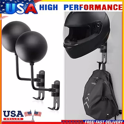 2pcs Motorcycle Helmet Holder Hook Jacket Bag Display Rack Wall Mount Hanger • $24.99