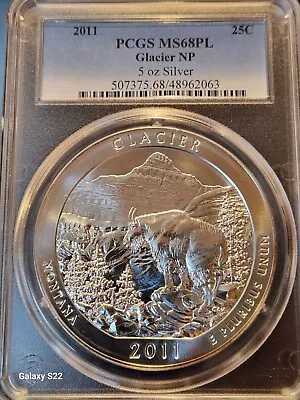 2011 25C 5OZ Silver ATB Glacier NP PCGS MS68PL (Proof-Like) • $349.99