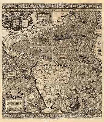 1562 America New World Map Exploration Art Print - 24x28 • $22.95