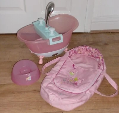 £20 • Buy Zapf Creation Baby Born Bath Bathtub Lights And Sounds + Potty + Carry Cot
