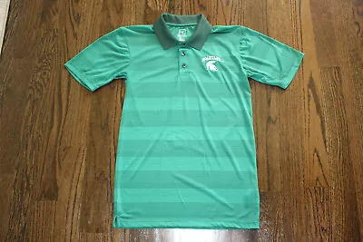 MSU Michigan State Spartans Polo Golf Shirt Size Large Green Stripe Proedge • $19.99