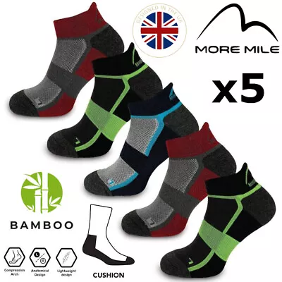 Bamboo Socks Cushioned Padded Running Walking Sports Gym More Mile 5 Pairs • £12.80