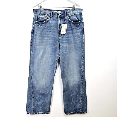 Mango - NEW - Straight Jeans With Forward Seams - Blue - UK 16 • £22