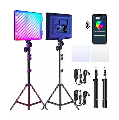 GVM RGB LED Video Lights Photography Lighting Kit 50W Bi-Color 3200K-5600K S... • $193.74