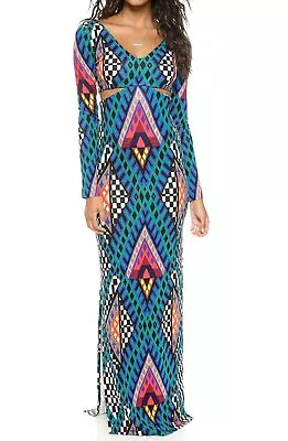 Mara Hoffman Womens Bazaar Long Sleeve V-Neck Coutout Gown Maxi Dress Size XS • $98