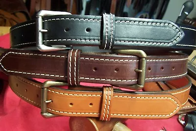 Heavy Duty 1 1/2  Wide CCW Gun Bridle Leather Belt  Stitched Belt 1.5 Inch • $54.99