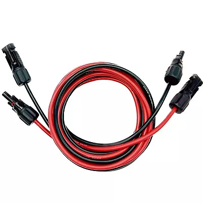 Black Red 10 AWG Solar Panel Extension Cable Silicone Flexible Wire Connectors • $9.99