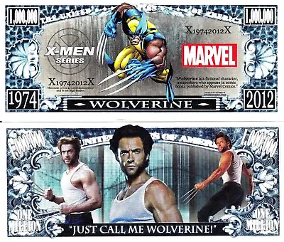 X-Men Wolverine Million Dollar Bill Play Funny Money Novelty Note + FREE SLEEVE • $1.69